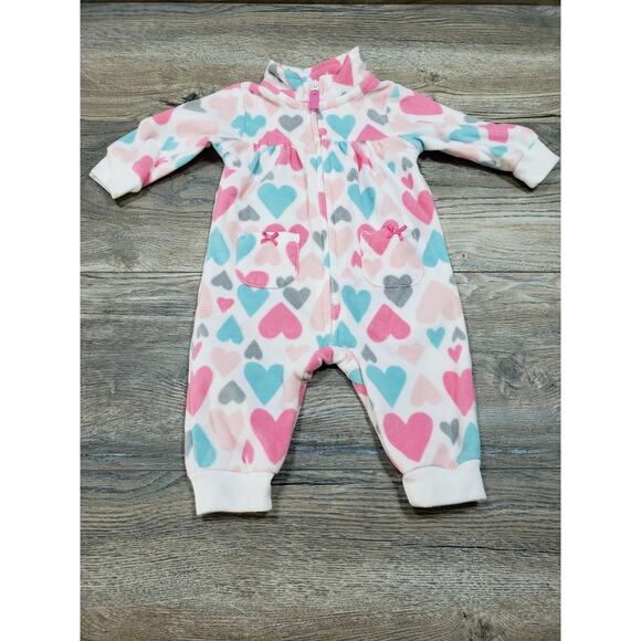 Carter’s Baby Girl Fleece Jumpsuit One Piece Outfit Size 3 Months - Picture 1 of 5